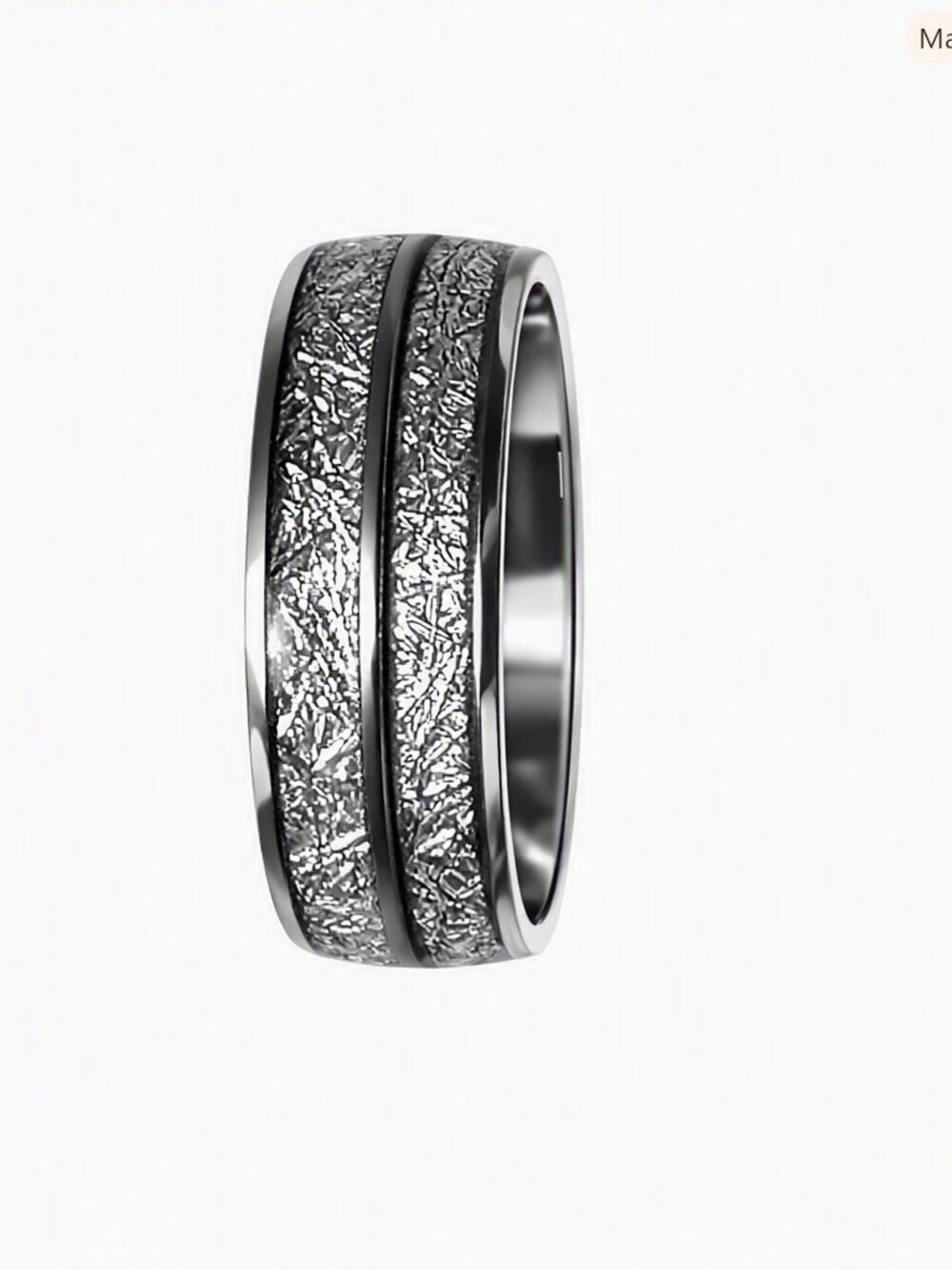 Size 12 Silver Stainless Steel Wedding Band – Smooth Silver Center Inlay